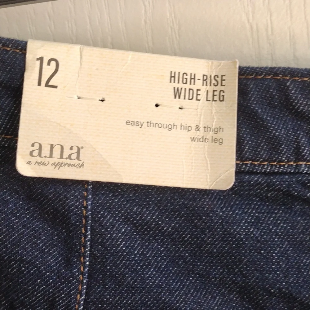 a.n.a Pleated Womens High Rise Relaxed Fit Wide Leg Jean, Size 12 - Picture 9 of 10